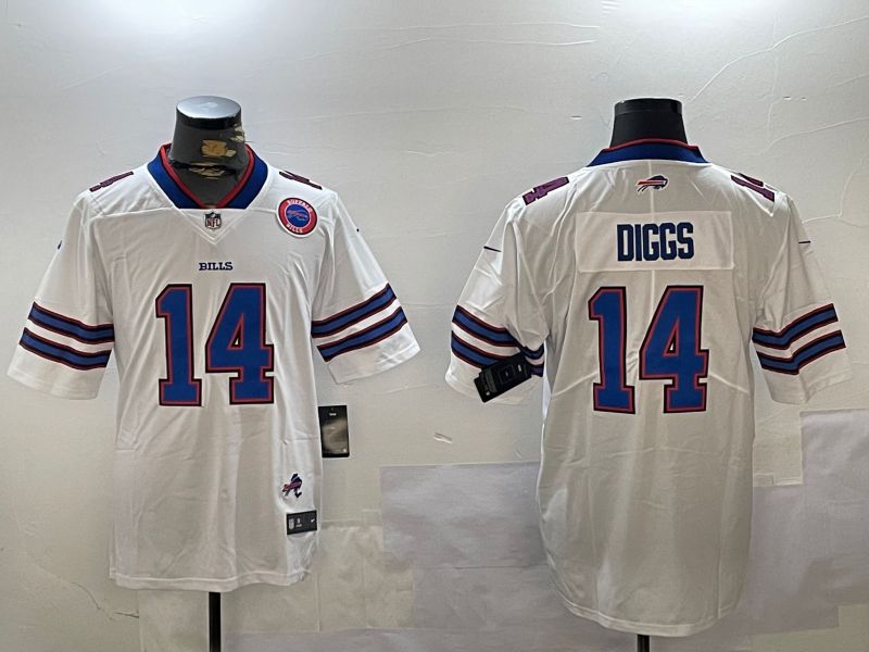Men Buffalo Bills 14 Diggs White Second generation 2024 Nike Limited NFL Jersey style 3